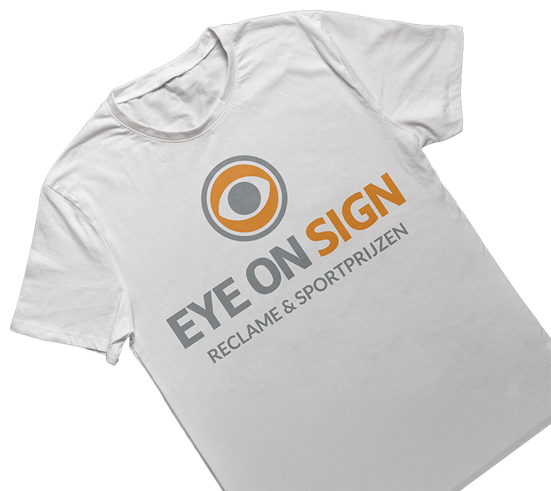 T-shirt bedrukt met het met logo van Eye On Sign